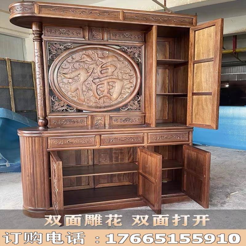 中式实木南榆木门厅柜玄关柜双面仿古家具鞋柜酒柜屏风隔断柜