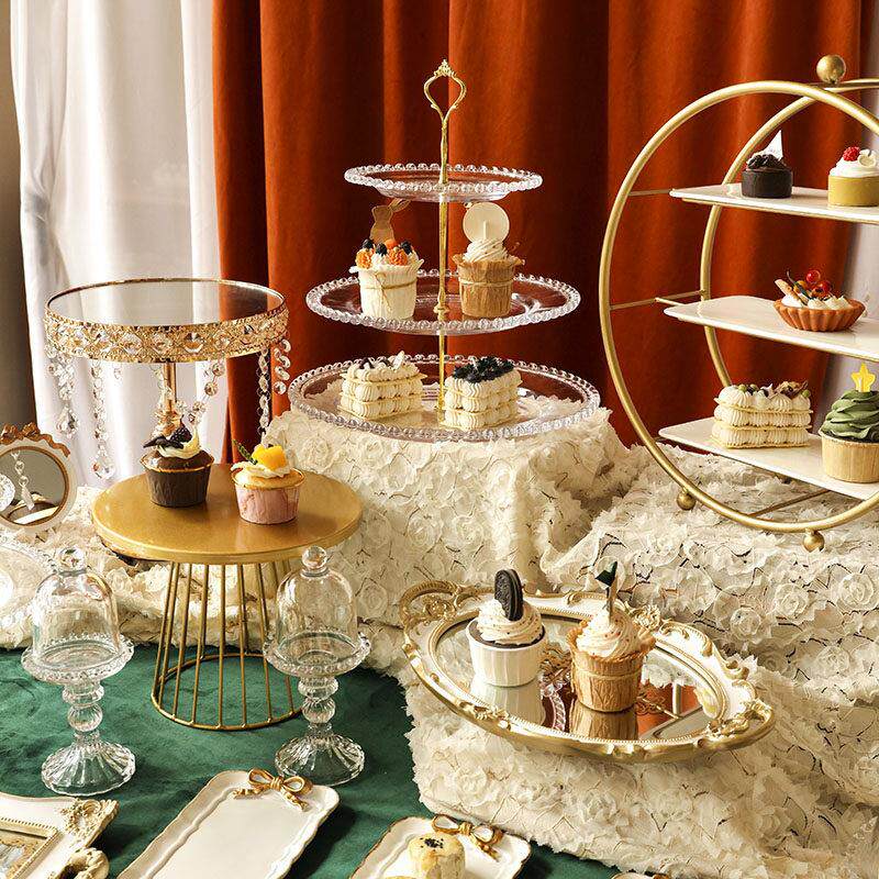 森系甜品台展示架生日宴会水果托盘蛋糕点心铁艺摆件冷餐茶歇客厅