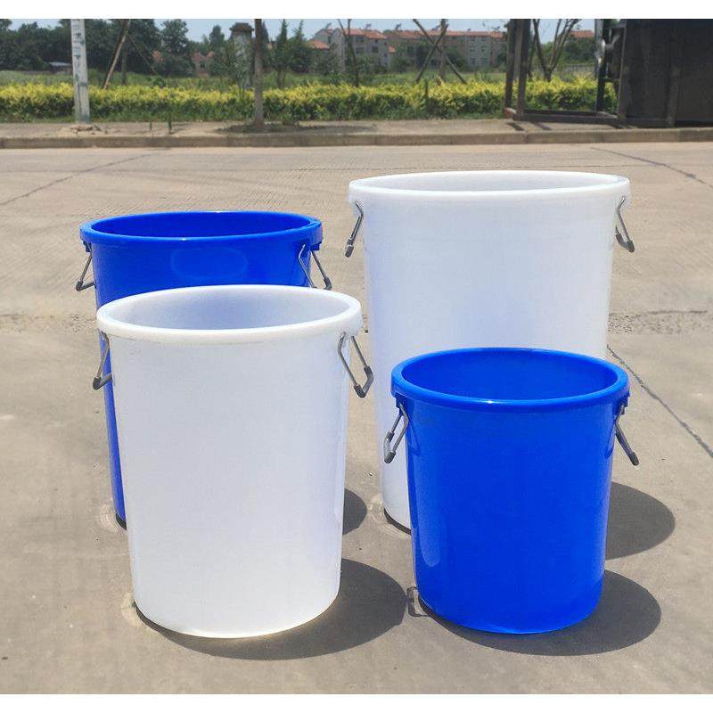 加厚特大号塑料垃圾桶圆形环卫桶厨房户外无盖带盖商用蓝色塑料桶