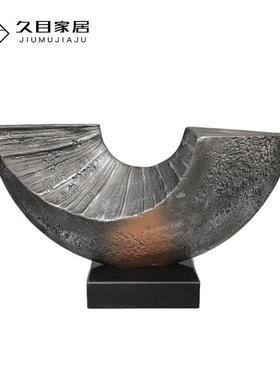 现代新中式抽象艺术金属雕塑摆件样板房售楼处玄关客厅装饰品摆设