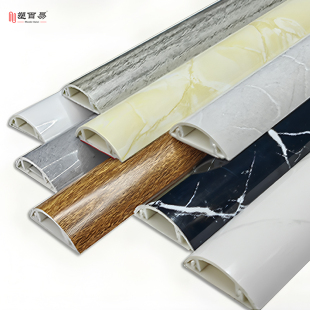 pvc线槽明装 仿瓷大理石纹地面走线槽防踩压网线电线明线遮挡自粘
