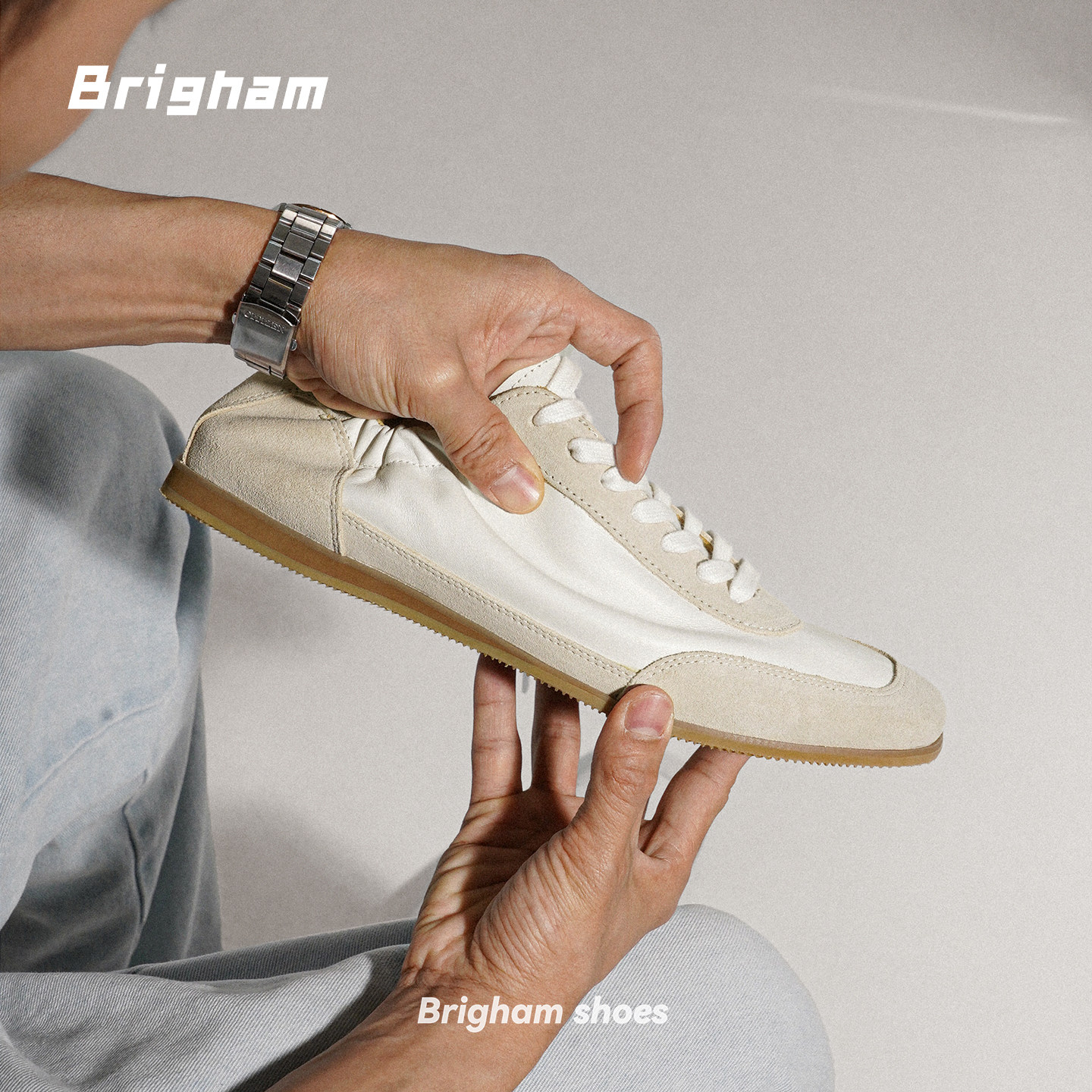 Brigham“赛车”方头德训鞋休闲低帮松紧鞋口百搭板鞋M50