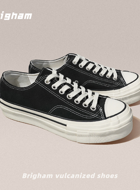 Brigham六围边小翘头秋冬翻毛皮厚底硫化板鞋帆布鞋男女款K4035