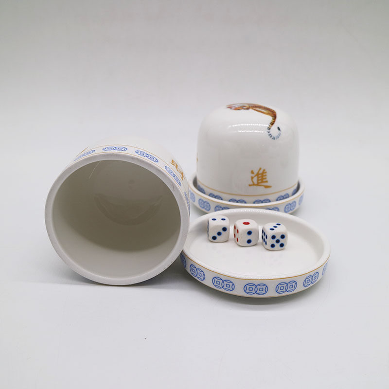 陶瓷筛盅 骰子加厚 手摇骰盅色盅 金钱老虎葫芦鸡押宝盅