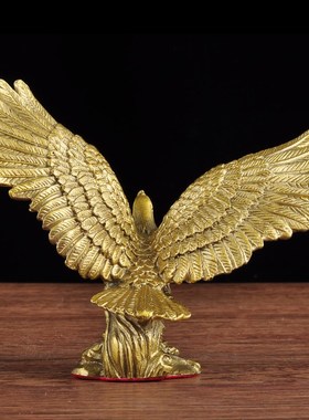 黄铜老鹰摆件大展宏图前程万里铜鹰小号公司办公室桌面摆设装饰品