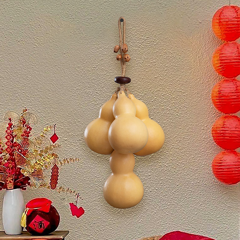 真葫芦壁挂多子多福禄吉祥挂饰玄关门庭客厅阳台店铺装饰麻绳挂件