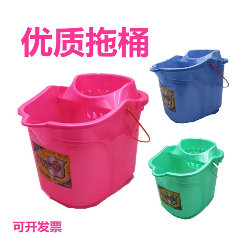 手压带滑轮加厚洗拖桶挤水桶墩布洁单桶压干桶家用大容量批量