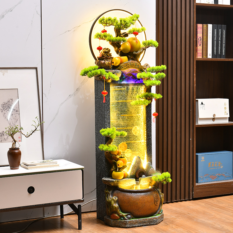 客厅玄关招财假山流水造景隔断水幕墙阳台循环水景观喷泉鱼缸