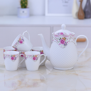 家用婚庆大号防爆凉水壶冷水壶咖啡壶茶杯功夫茶具 陶瓷茶壶套装