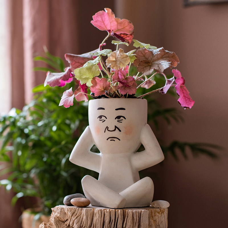 掬涵看听说小白人涂鸦盆器多肉种植爱艺术装饰品,家居饰品,花盆,淘宝优惠券,粉丝福利购,淘宝优惠卷