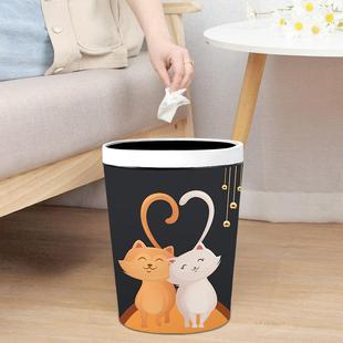 卡通可爱猫咪压圈垃圾桶创意现代轻奢简约卫生桶家用客厅卧室纸篓