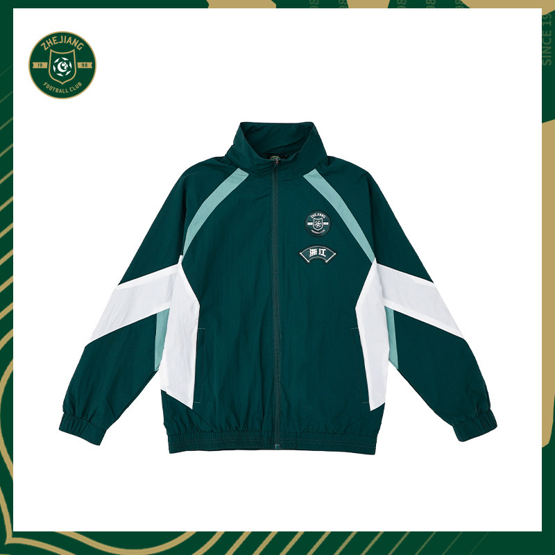 浙江职业足球俱乐部美式复古撞色立领夹克男女情侣宽松运动外套