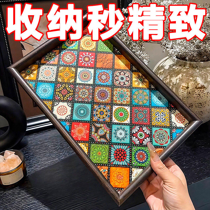 胡桃木轻奢复古长方形茶盘