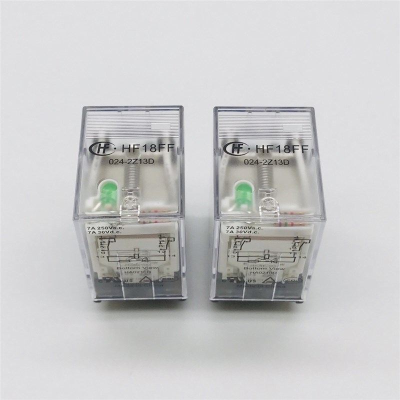 HF18FF-024-2Z13D两组转换8脚7A250VAC带灯宏发小型中功率继电器