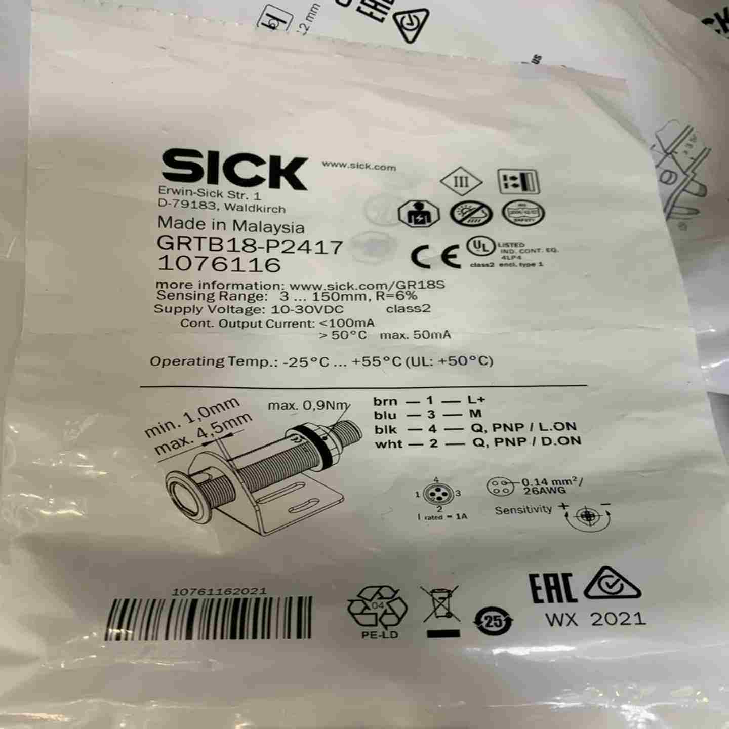 议价-德B国SICK光电开关GRTB18-P2417原装正品假一罚十-