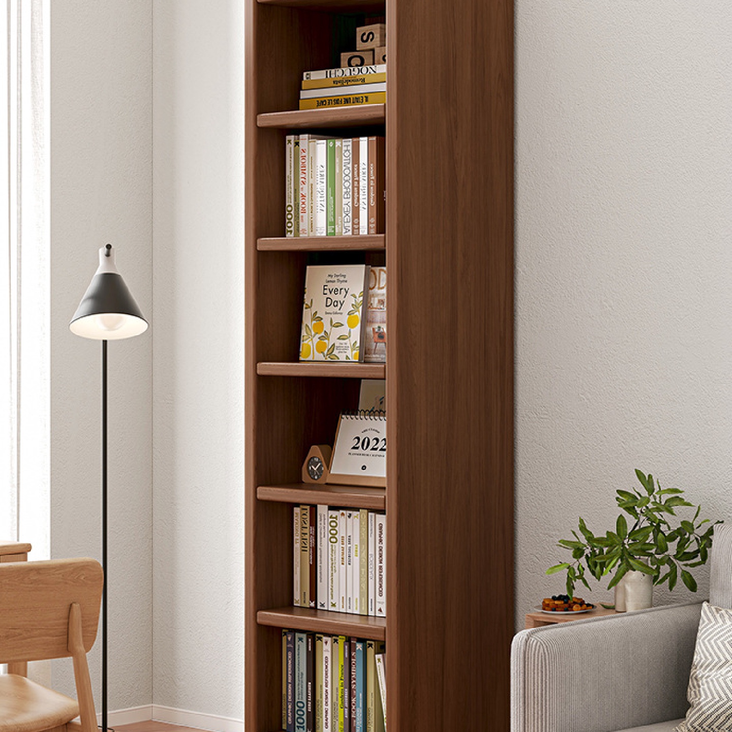 实木书架落地靠墙窄夹缝柜子多层收纳储物柜家用置物架学生书柜