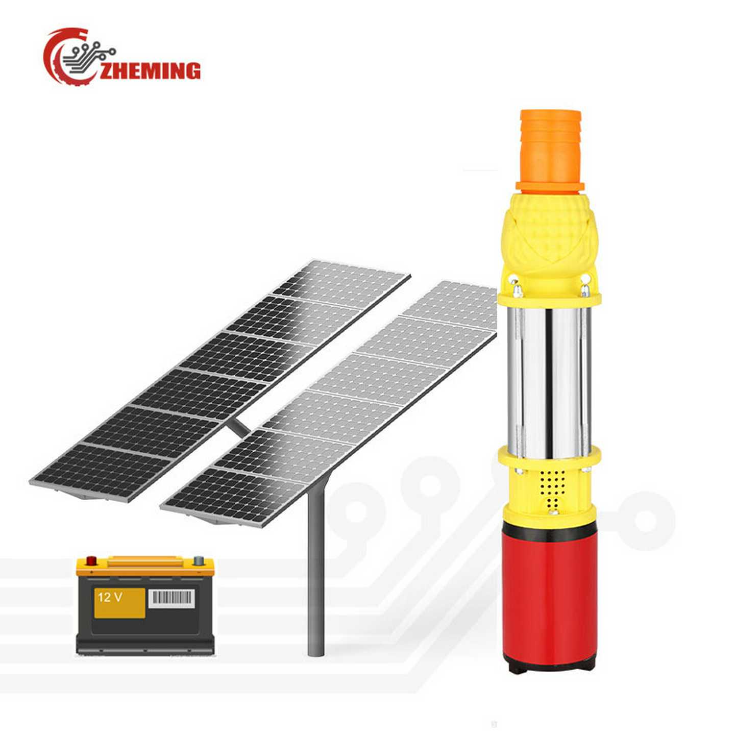 太阳能泵2寸12v24v36v48v大流量高扬程直流直流深井泵solarpump