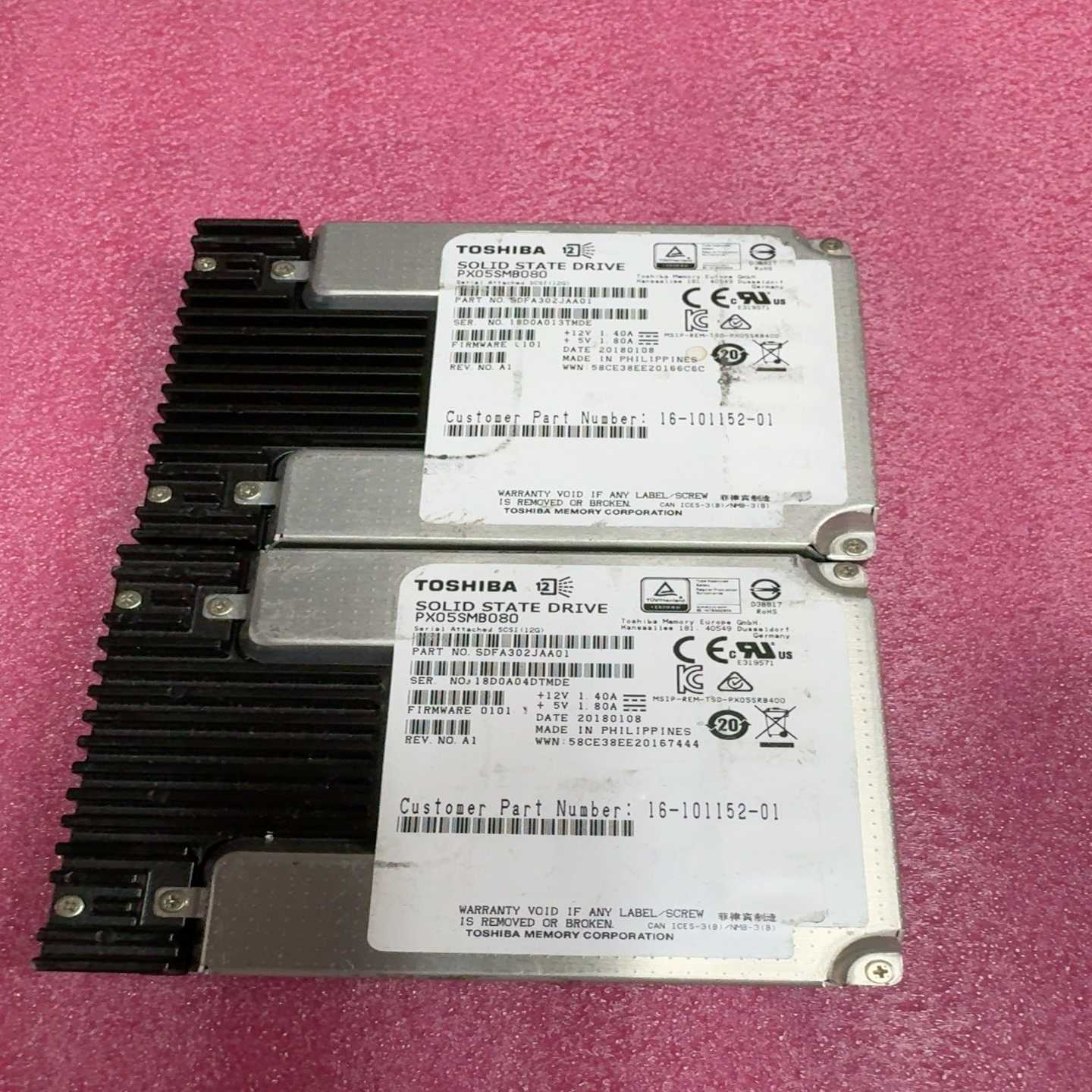 东芝PX05SMB080 800G SAS固态硬盘，2块一起