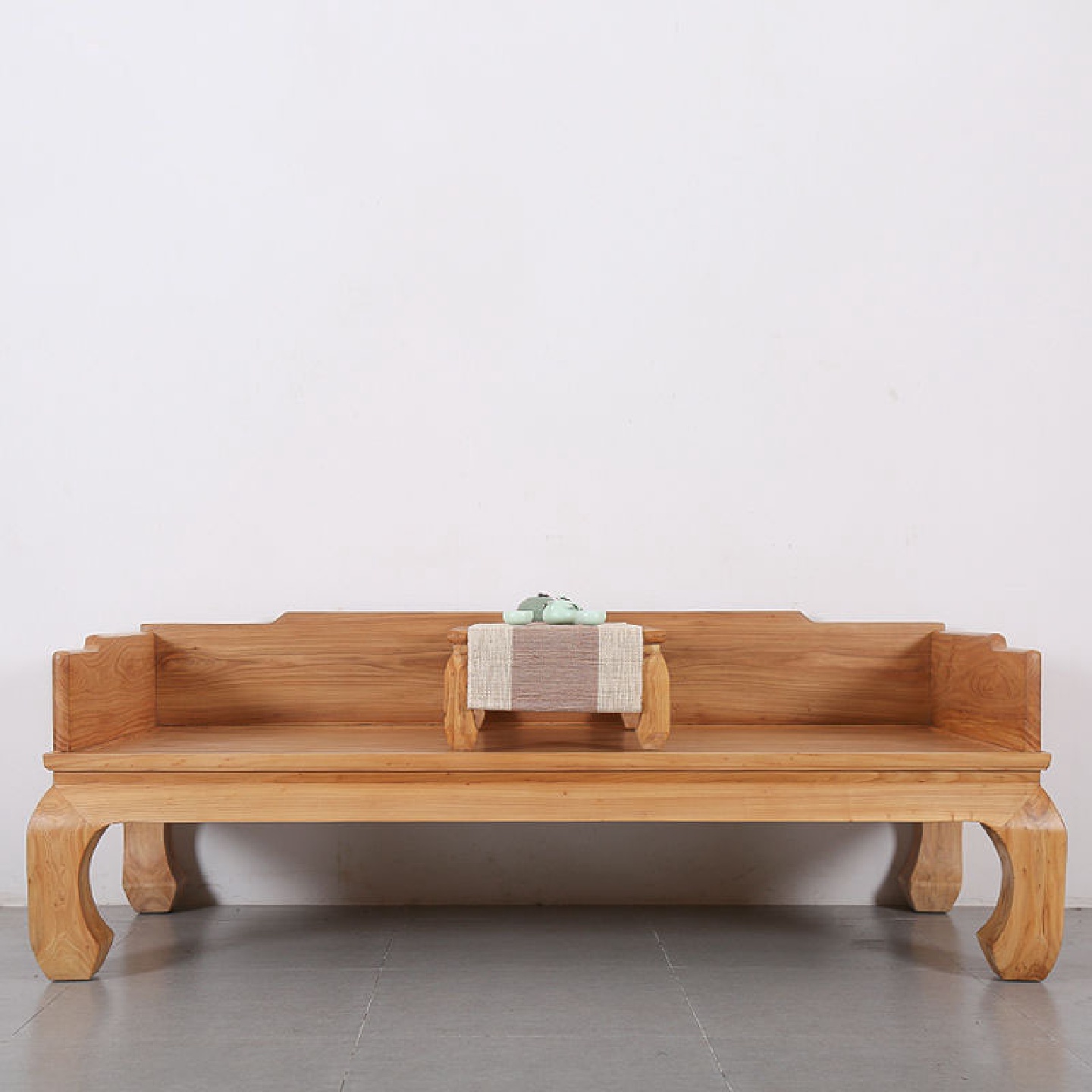 老榆木新中式罗汉床免漆烫蜡禅意香蕉腿美人榻单人双人沙发