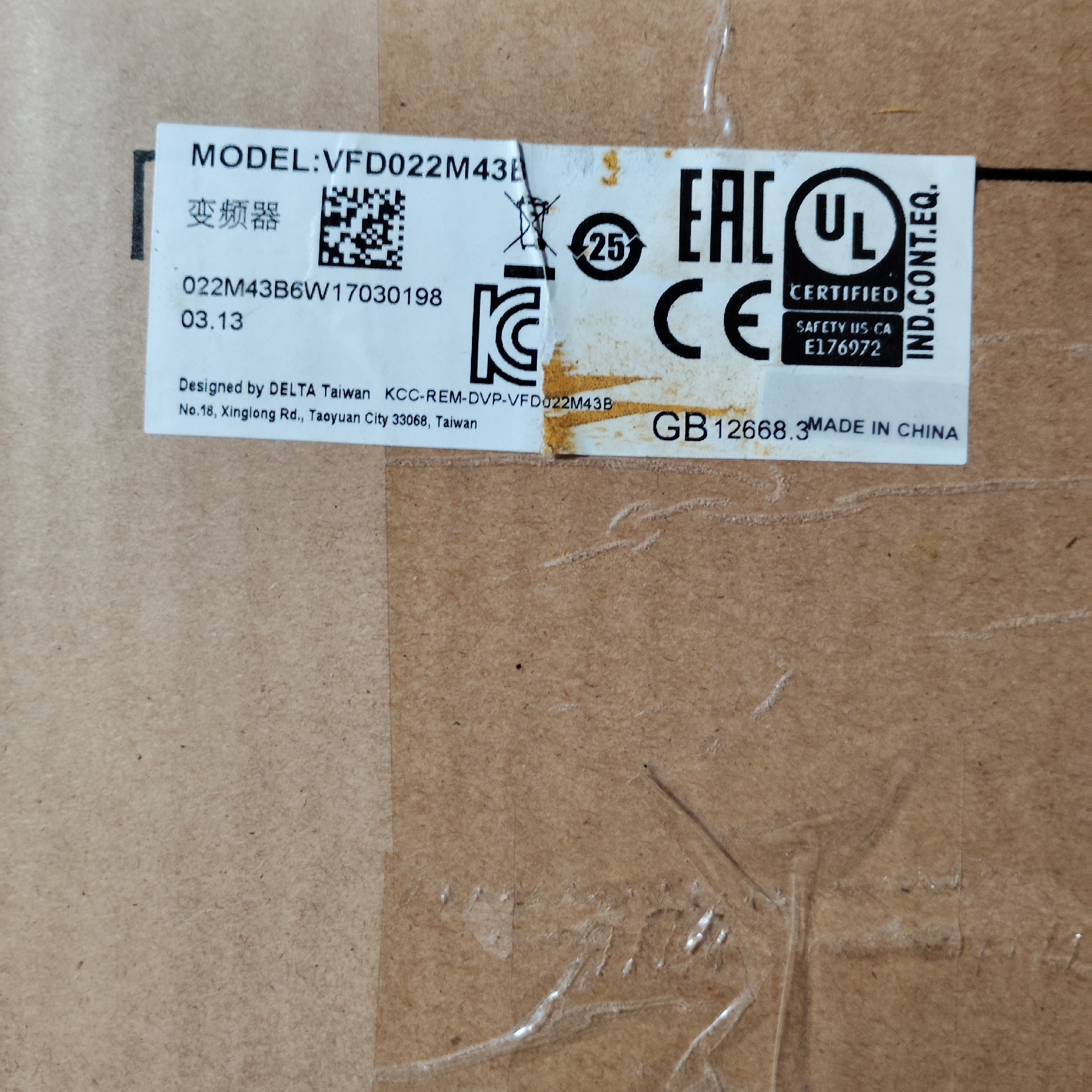 VFD022M43B台达变频器就一个~询价