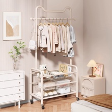 挂衣架家用落地阳台简易晾衣网红可移动带轮三层置物架卧室衣帽架