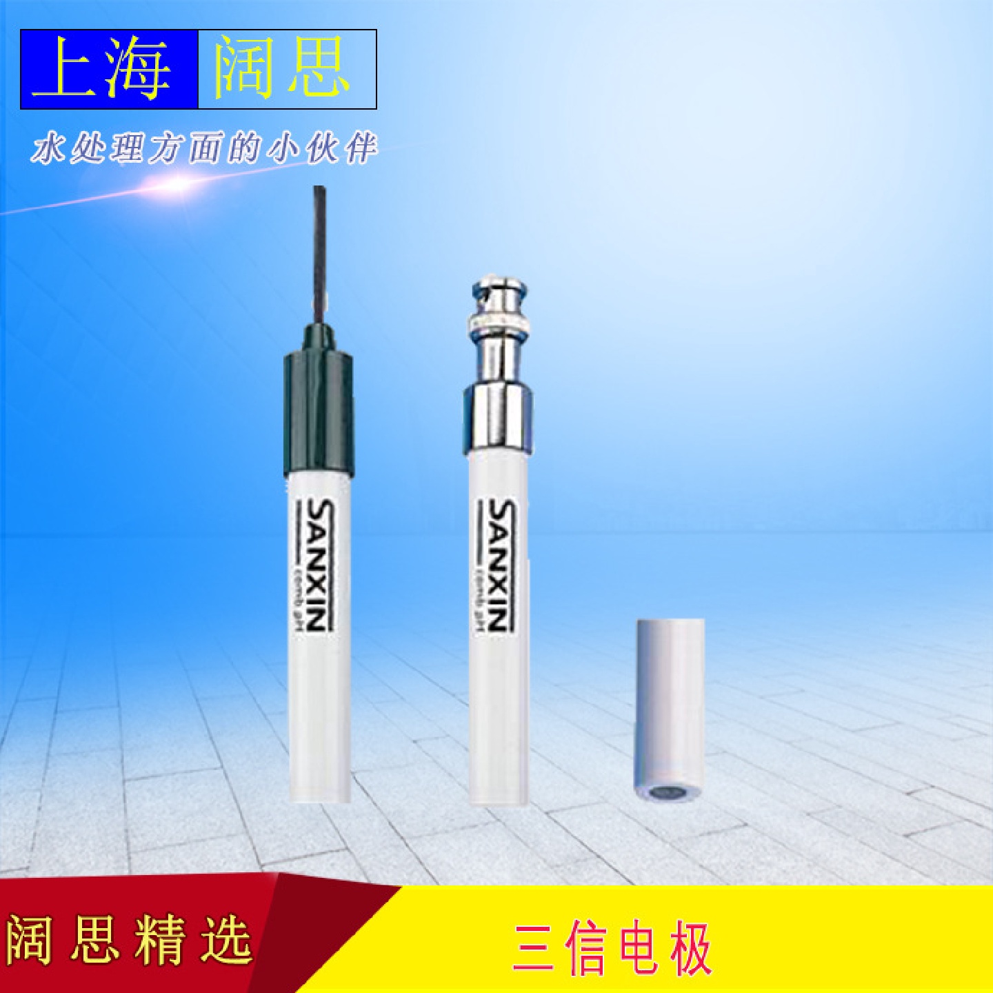 平面pH复合电极2015P-C三信测湿润固体半固体表面pH微量溶液电极