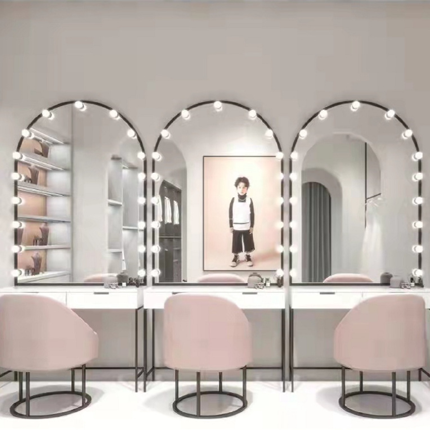 影楼专用化妆台带灯婚纱摄影专业梳妆台美容院工作室美甲店化妆桌