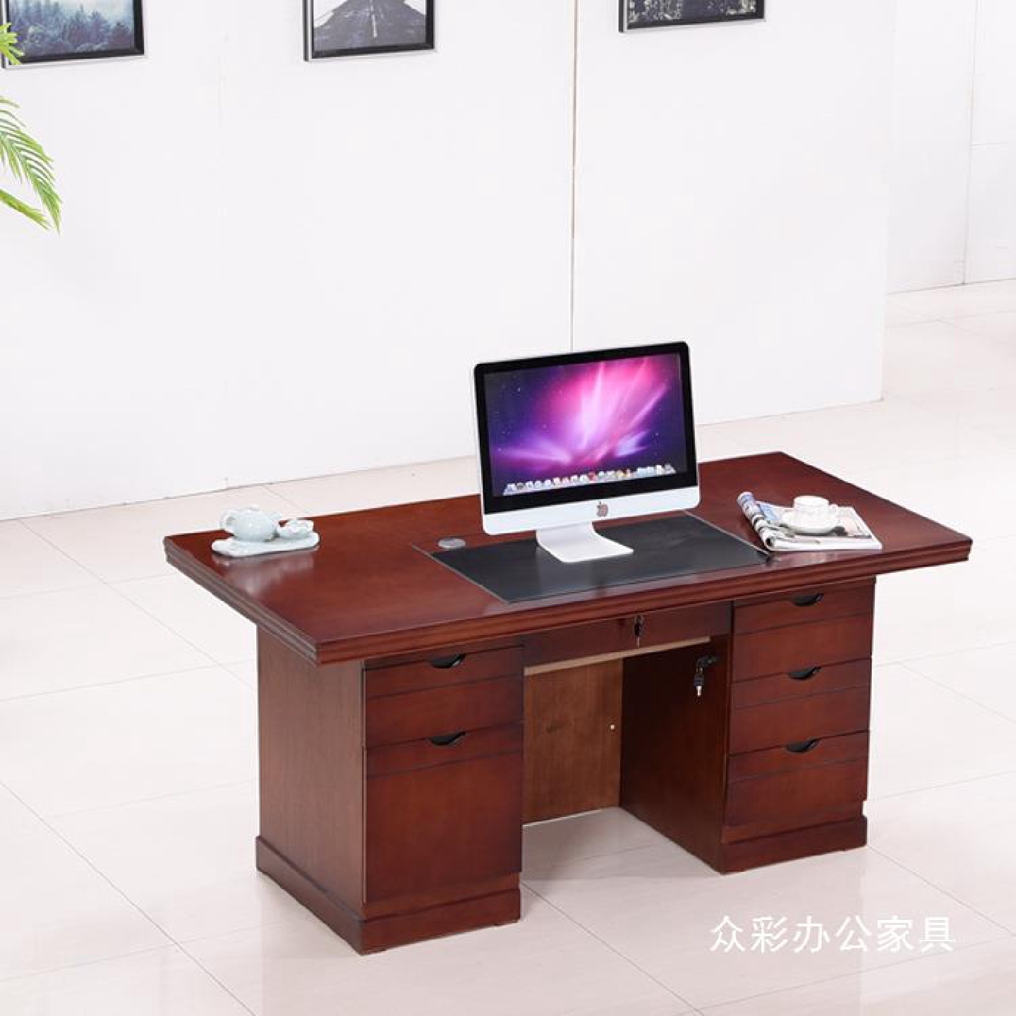 现代简约电脑桌单人1.21.41.6米油漆老板台密度板贴皮职员办公桌