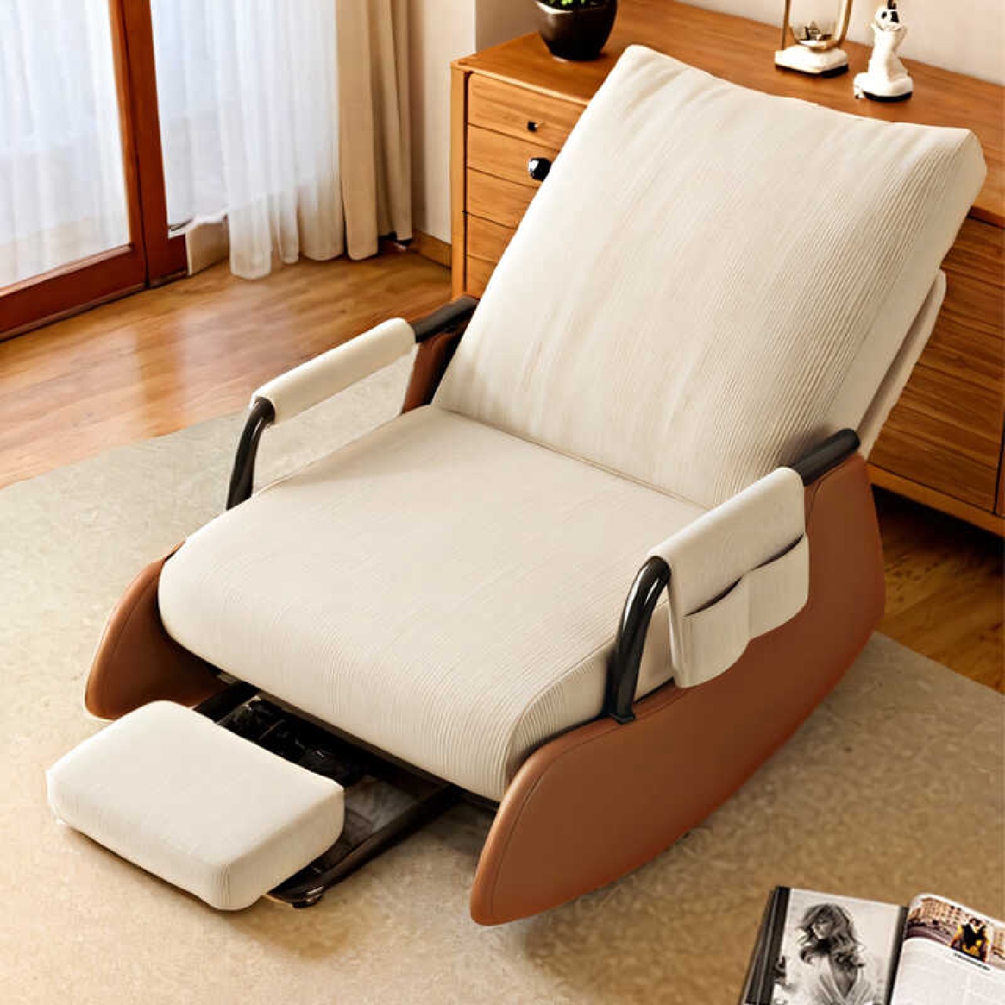 cs摇椅单人躺椅成人阳台家用客厅可躺休闲椅午休懒人沙发摇摇椅金