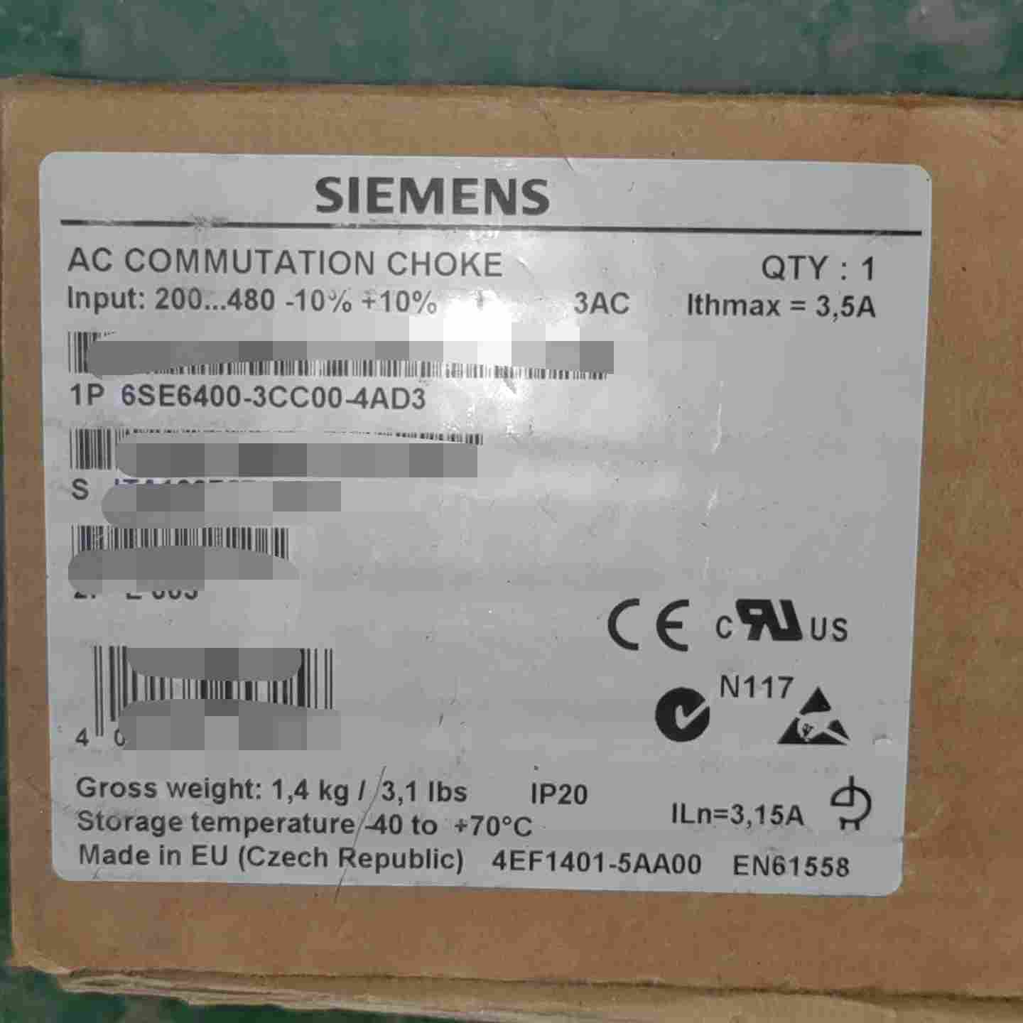 咨询-6SE6400-3CC00-4AD3电抗器。