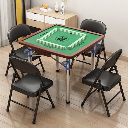 简易折叠麻将桌棋牌桌宿舍餐桌户外便携饭桌两用桌面家用手动雀台