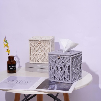 手工编织纸巾盒北欧家居风桌面创意抽纸盒厂家批发日用纸巾盒