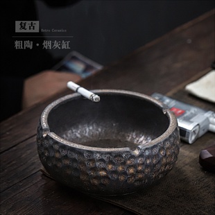 复古烟灰缸陶瓷大号KTV酒吧客厅家用桌面创意仿古烟缸灰批发厂家