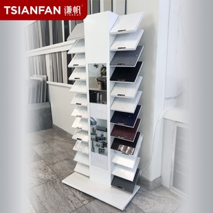 石英石样品落地展示架大理石展厅展架定制LED灯石材落地展架