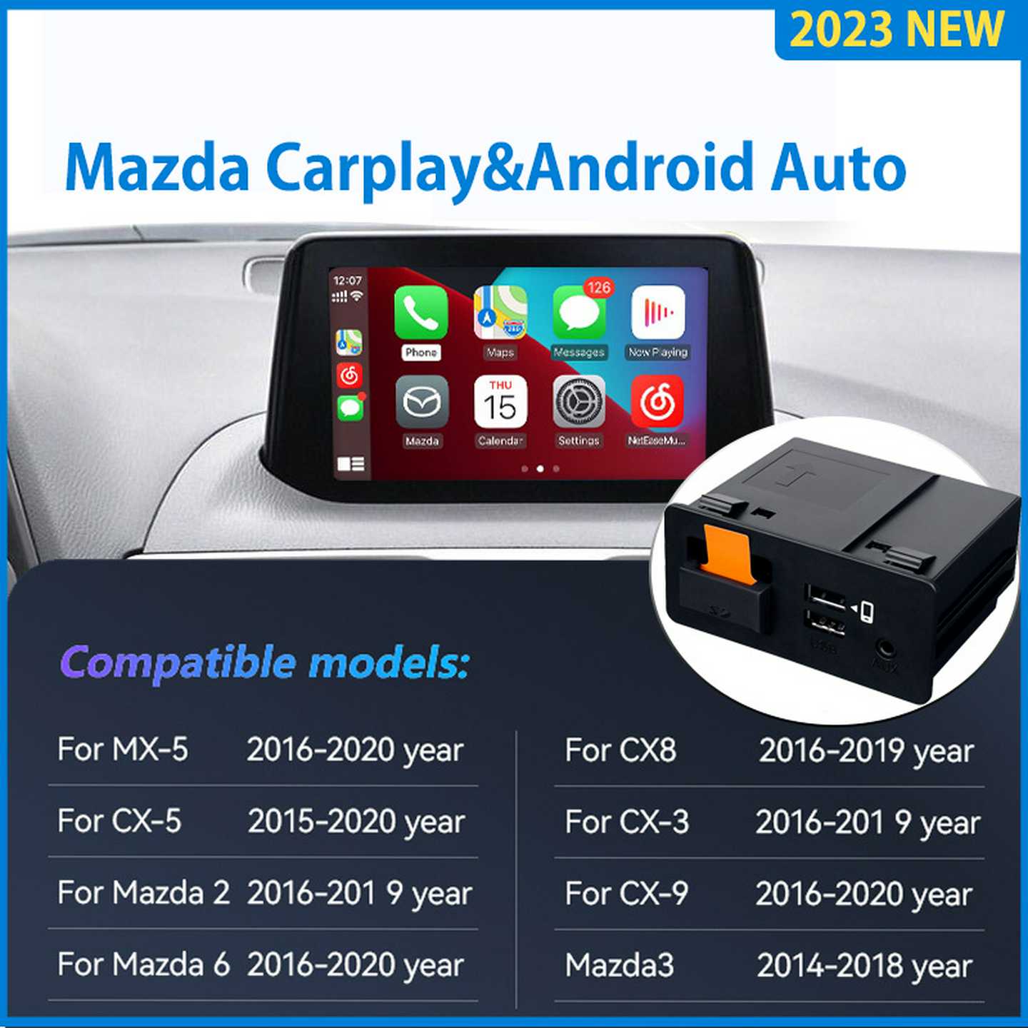 适用海外马自达悦联升级carplay USB接口TK7866 9U0C模块