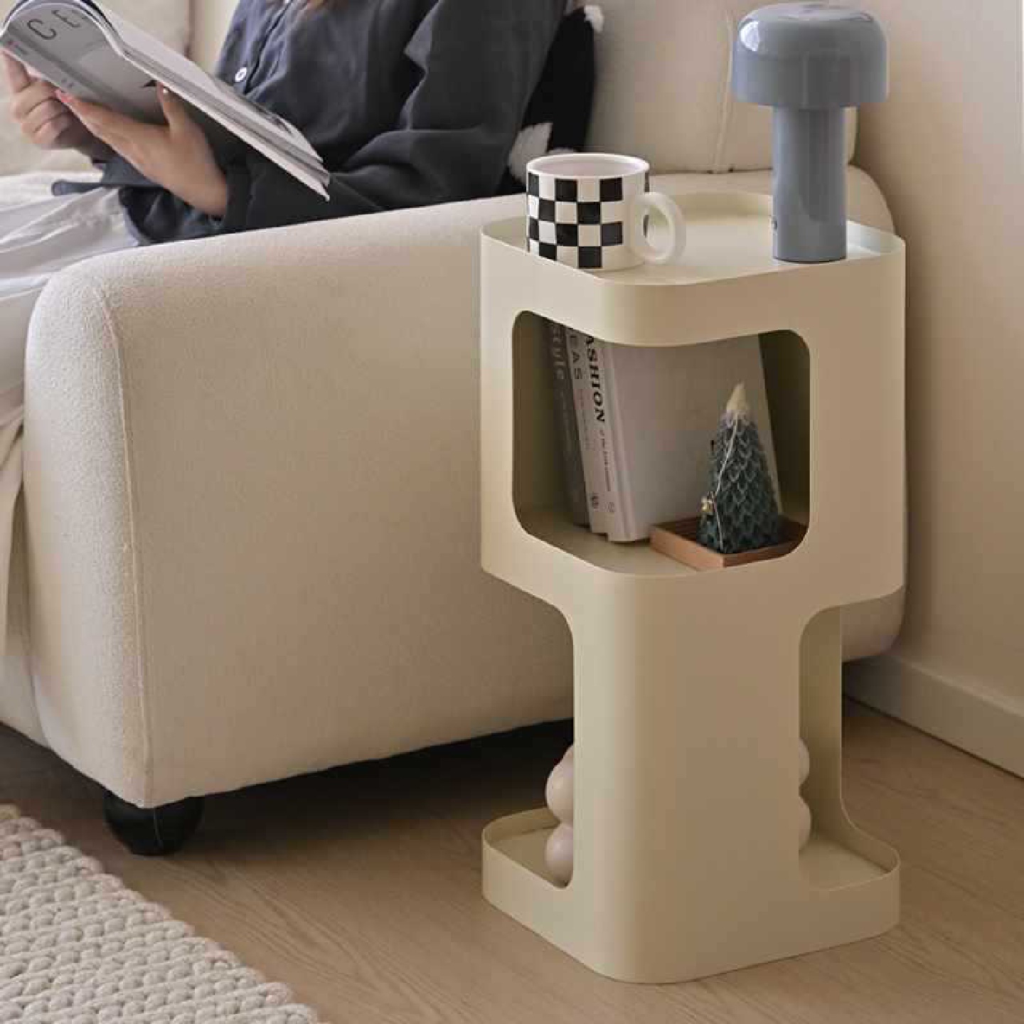 奶油风创意铁艺床头柜迷你超小型网红极窄床头置物架小窄边柜替代