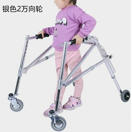 儿童后置四轮助行器带座后拉式辅助行走学步车前置折叠助步器