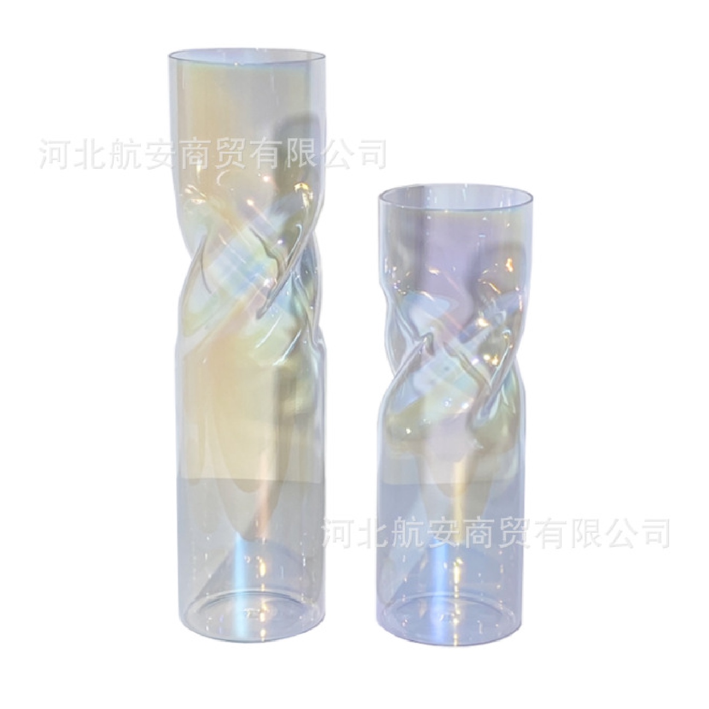 现代简约创意玻璃花瓶花器花插螺旋玻璃工艺品样板房桌面茶几饰品