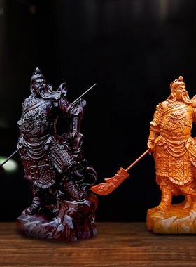 黑檀木关公像花梨木关公摆件武财神实木工艺品横刀关公摆件