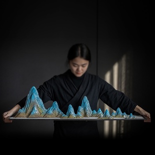 创意沙盘枯山水假山造景禅意摆件客厅玄关茶室桌面鱼缸装 中式 饰品