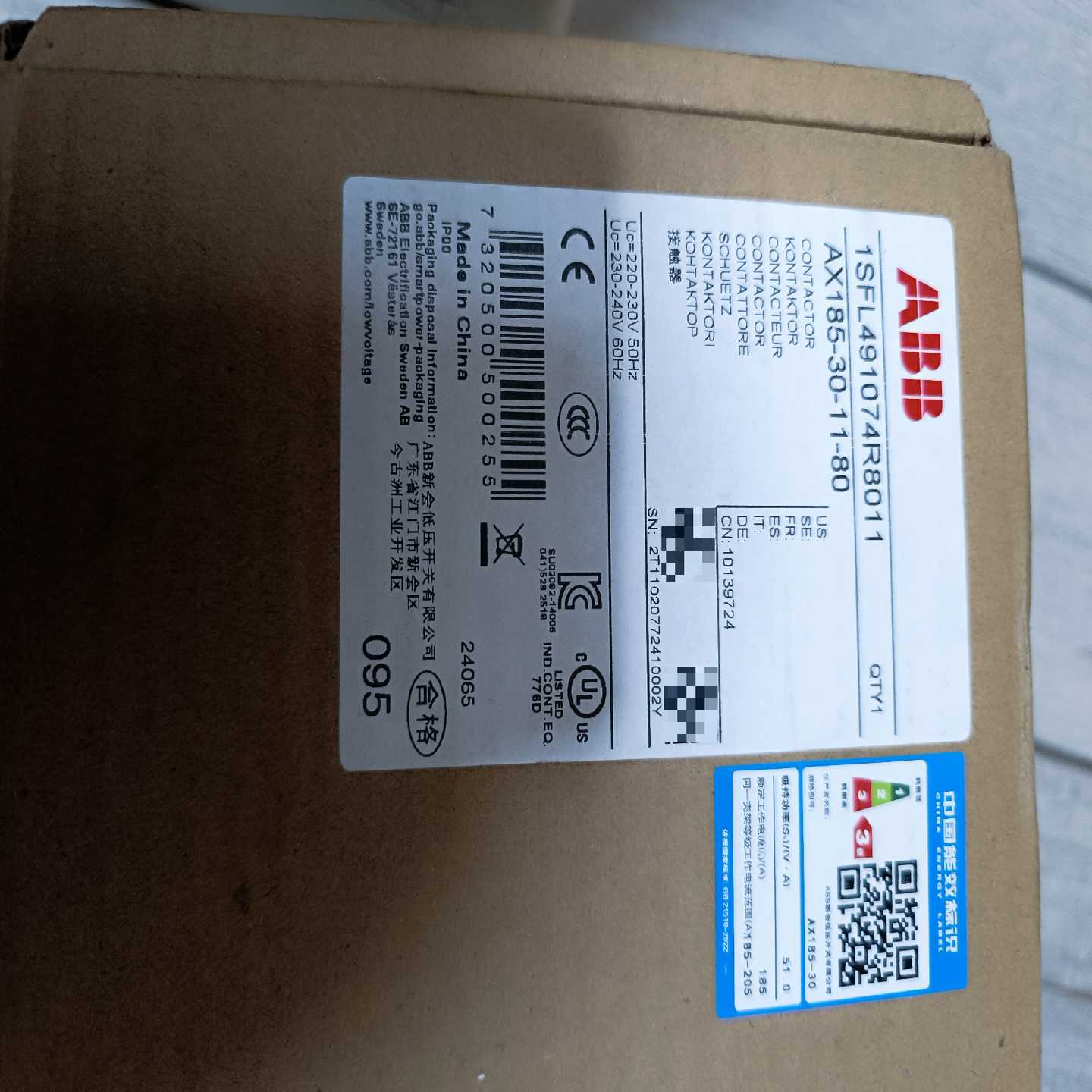 交流接触器AX185-30-11-80线圈电压:22询价