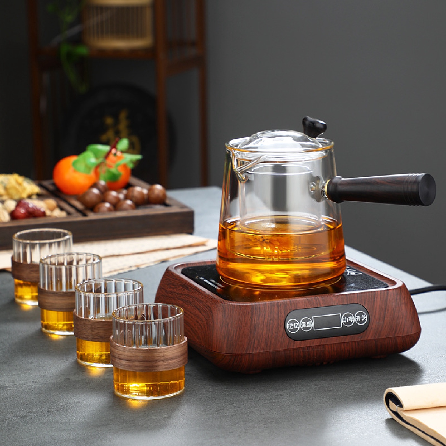 玻璃茶壶侧把蒸煮两用双内胆煮茶器蒸茶器电陶炉专用加厚玻璃泡茶