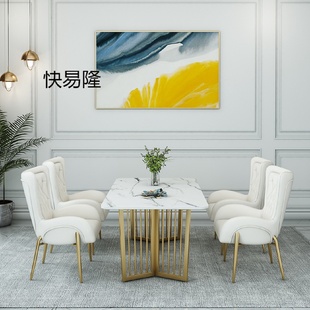轻奢长方形现代简约大理石桌子餐桌家用小户型 北欧餐桌椅组合意式