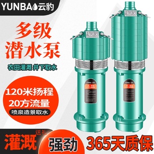 五叶抽水水泵家用农田灌溉深井取水增压多级潜水泵220V三相125米