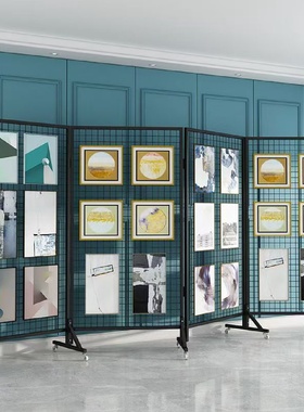 铁艺折叠幼儿园画展作品学校美术书画照片户外移动展览网格展示架