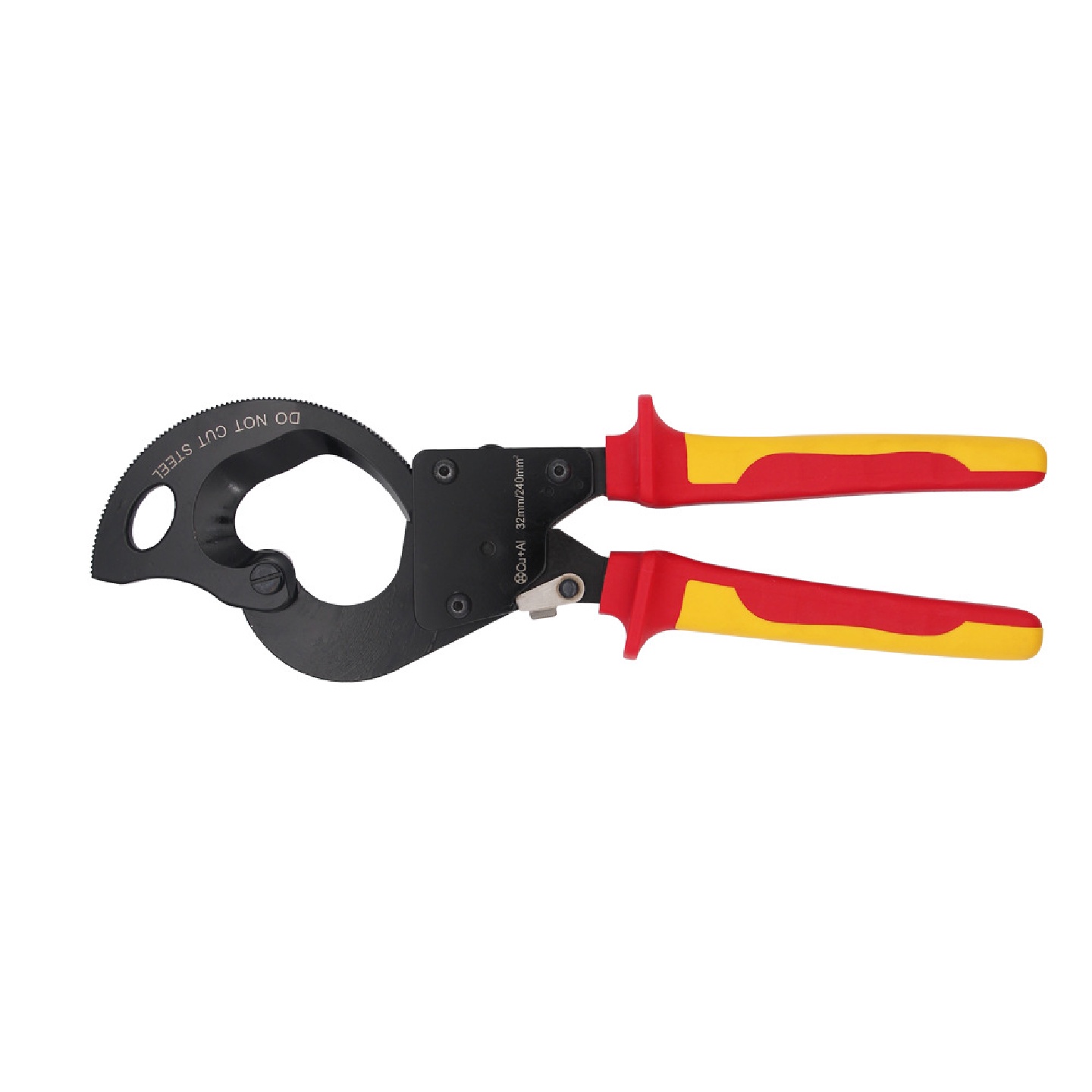 力易得VDE双色绝缘棘轮式电缆钳剪240平方380平方E5403E5404