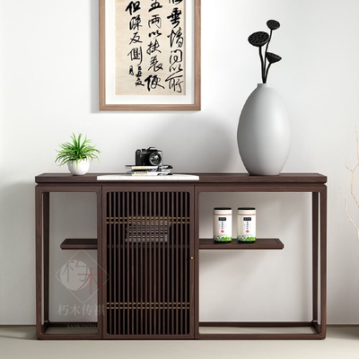 新中式实木禅意玄关桌条案轻奢靠墙端景玄关台条几供桌装饰玄关柜
