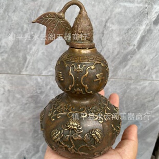 一件代发铜葫芦摆件做旧葫芦家居开口铜葫芦摆件工艺品葫芦