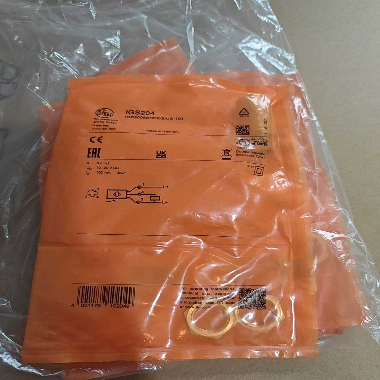 德国IFM易福门IGS204电感式接近开关传感器IG询价