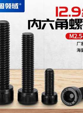 M2.5-M6圆柱头螺钉内六角螺栓滚花杯头12.9级DIN912内六角螺丝
